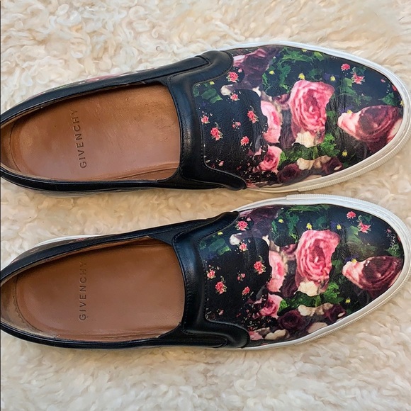 Givenchy Shoes - Givenchy Black Floral Slip-On Sneakers
